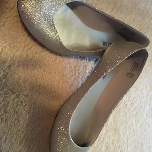 Silver glitter flats